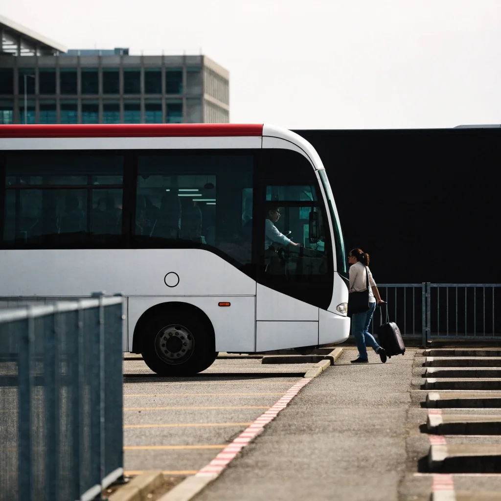 Painted bay lane in a second open-air long-stay car park at Brisbane Airport