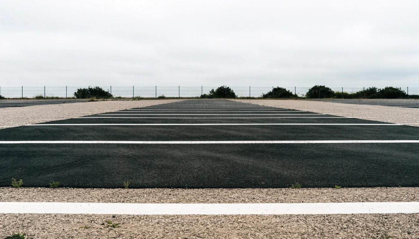 Open-air parking bay field with painted lines at Brisbane Airport