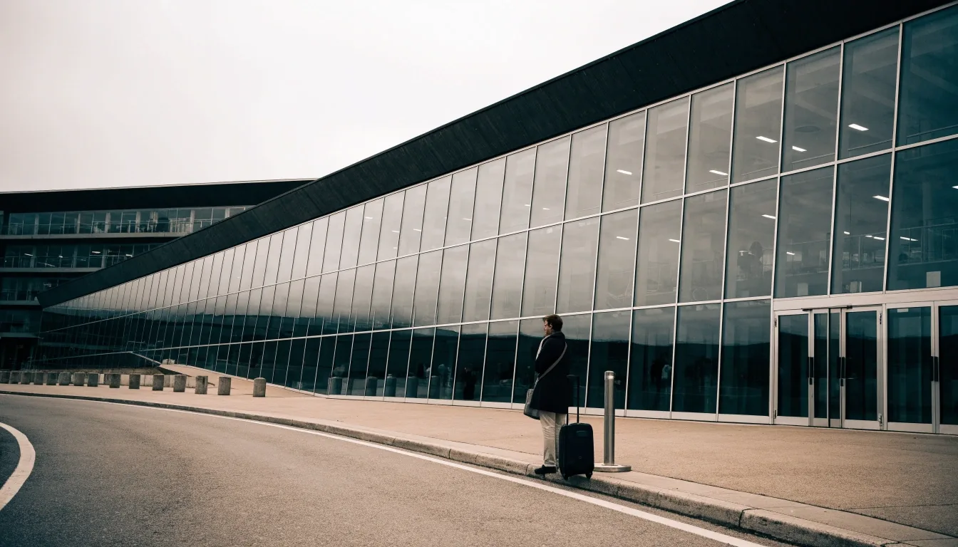 An empty arrivals kerb outside the terminal building at Brisbane Airport before a pick-up run